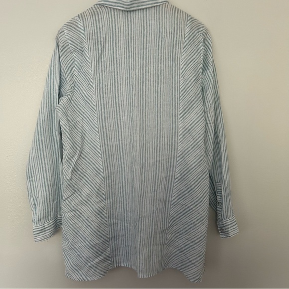 J. Jill love linen stripes button front shirt M - Picture 2 of 7